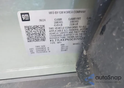 2025 Chevrolet Trax Fwd Activ z USA, uszkodzony, nr VIN KL77LKEP6SC070527